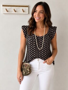 J.Crew factory floral ruffle sleeve blouse